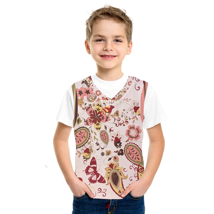 Red Floral Baatik Print Red Floral Baatik Print Kids  Basketball Tank Top