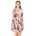 Red Floral Baatik Print Red Floral Baatik Print Long Sleeve V-neck Flare Dress View1