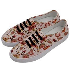 Red Floral Baatik Print Red Floral Baatik Print Men s Classic Low Top Sneakers by designsbymallika