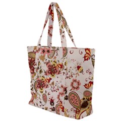 Red Floral Baatik Print Red Floral Baatik Print Zip Up Canvas Bag by designsbymallika