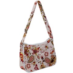 Red Floral Baatik Print Red Floral Baatik Print Zip Up Shoulder Bag by designsbymallika