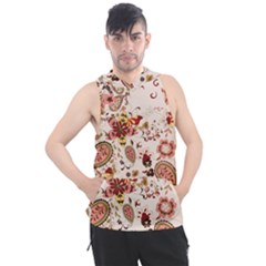 Red Floral Baatik Print Red Floral Baatik Print Men s Sleeveless Hoodie by designsbymallika