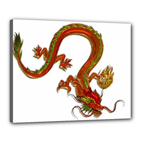 Dragon Art Glass Metalizer China Canvas 20  X 16  (stretched) by HermanTelo