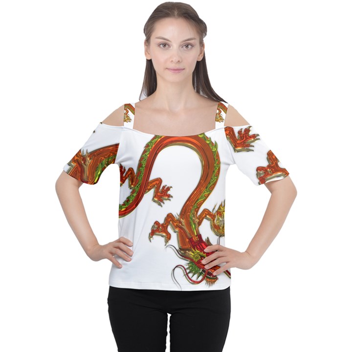 Dragon Art Glass Metalizer China Cutout Shoulder Tee