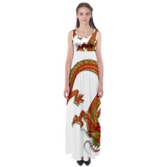 Dragon Art Glass Metalizer China Empire Waist Maxi Dress