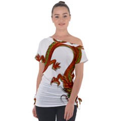 Dragon Art Glass Metalizer China Off Shoulder Tie-up Tee