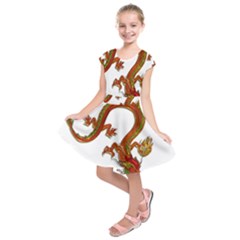 Dragon Art Glass Metalizer China Kids  Short Sleeve Dress