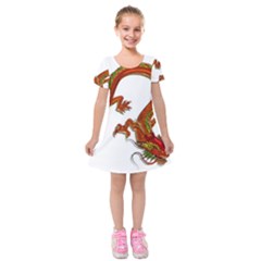 Dragon Art Glass Metalizer China Kids  Short Sleeve Velvet Dress