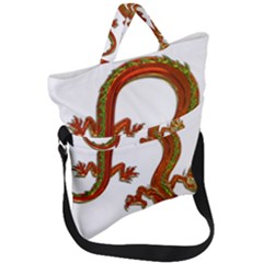 Dragon Art Glass Metalizer China Fold Over Handle Tote Bag by HermanTelo