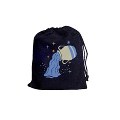 Aquarius Horoscope Astrology Zodiac Drawstring Pouch (medium) by Mariart