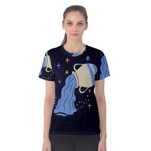 Aquarius Horoscope Astrology Zodiac Women s Cotton Tee by Mariart