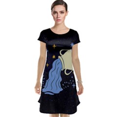 Aquarius Horoscope Astrology Zodiac Cap Sleeve Nightdress by Mariart