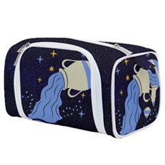 Aquarius Horoscope Astrology Zodiac Toiletries Pouch by Mariart