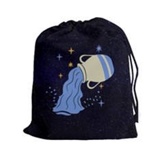 Aquarius Horoscope Astrology Zodiac Drawstring Pouch (2xl) by Mariart