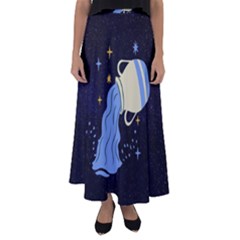 Aquarius Horoscope Astrology Zodiac Flared Maxi Skirt