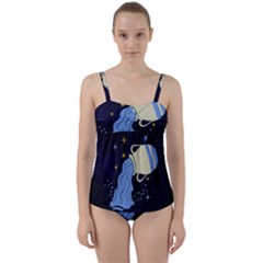 Aquarius Horoscope Astrology Zodiac Twist Front Tankini Set by Mariart