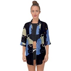 Aquarius Horoscope Astrology Zodiac Open Front Chiffon Kimono by Mariart