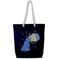 Aquarius Horoscope Astrology Zodiac Full Print Rope Handle Tote (small)