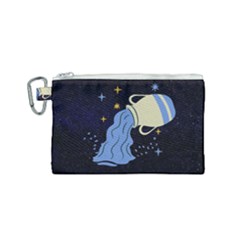 Aquarius Horoscope Astrology Zodiac Canvas Cosmetic Bag (small)