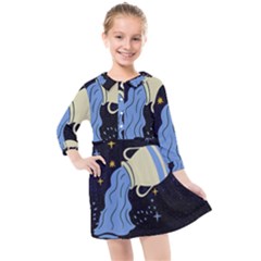 Aquarius Horoscope Astrology Zodiac Kids  Quarter Sleeve Shirt Dress