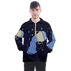 Aquarius Horoscope Astrology Zodiac Men s Half Zip Pullover by Mariart