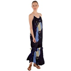 Aquarius Horoscope Astrology Zodiac Cami Maxi Ruffle Chiffon Dress by Mariart