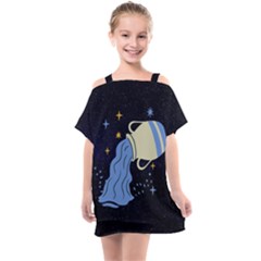 Aquarius Horoscope Astrology Zodiac Kids  One Piece Chiffon Dress by Mariart