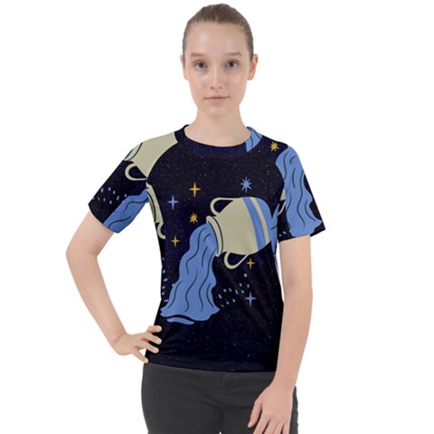 Aquarius Horoscope Astrology Zodiac Women s Sport Raglan Tee by Mariart