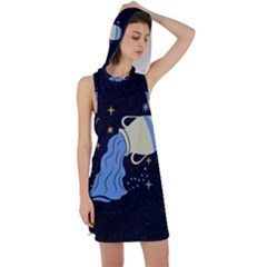 Aquarius Horoscope Astrology Zodiac Racer Back Hoodie Dress by Mariart