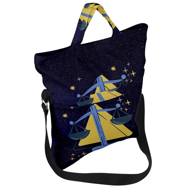 Horoscope Libra Astrology Zodiac Fold Over Handle Tote Bag