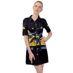 Horoscope Libra Astrology Zodiac Belted Shirt Dress by Mariart