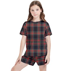 Stewart Black Tartan Kids  Tee And Sports Shorts Set by impacteesstreetwearfour