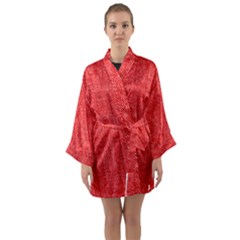 Red Denim Design  Long Sleeve Satin Kimono by ArtsyWishy