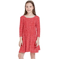 Red Denim Design  Kids  Quarter Sleeve Skater Dress by ArtsyWishy