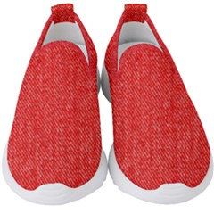 Red Denim Design  Kids  Slip On Sneakers by ArtsyWishy