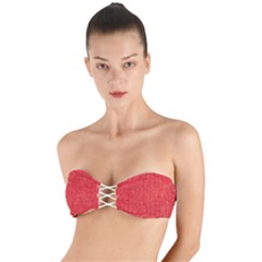 Red Denim Design  Twist Bandeau Bikini Top