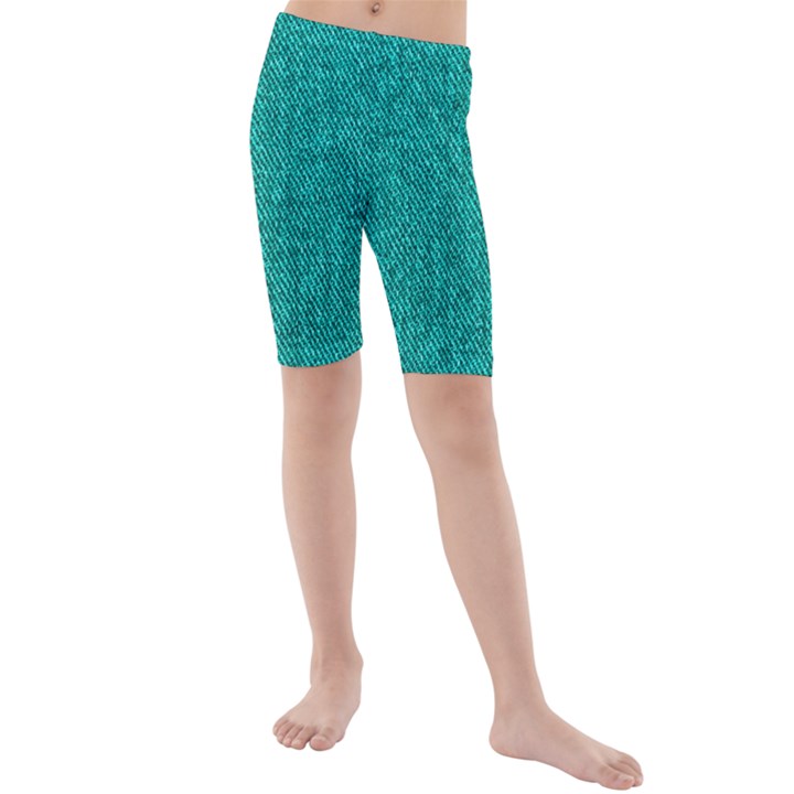 Green Denim Kids  Mid Length Swim Shorts