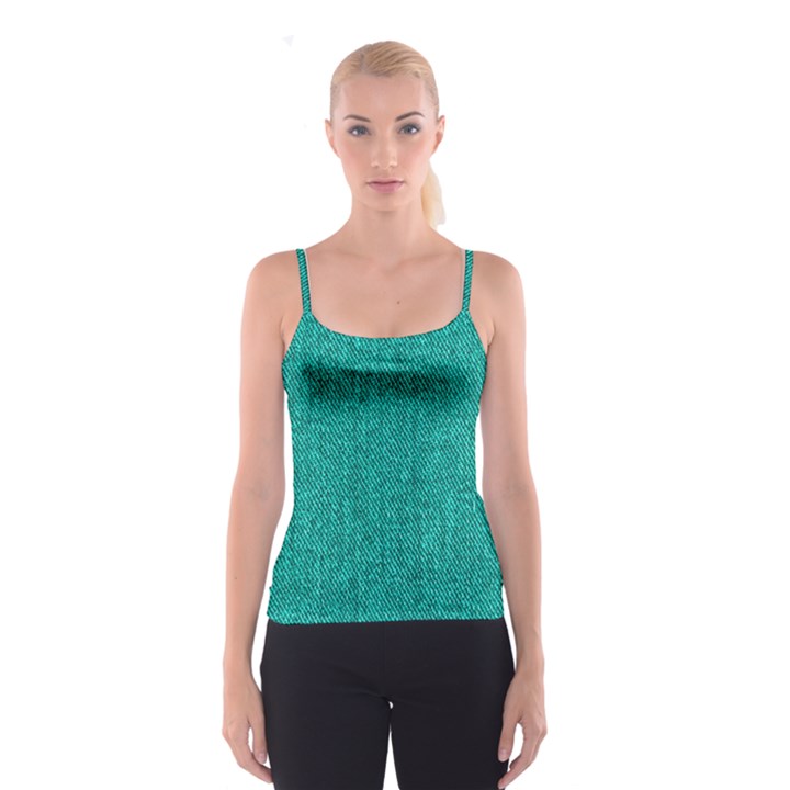 Green Denim Spaghetti Strap Top