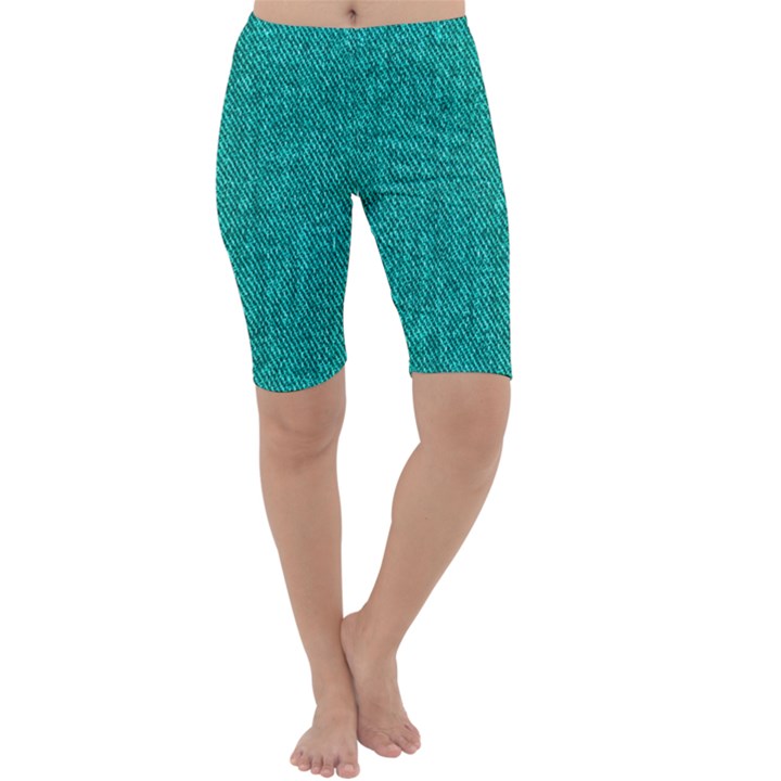 Green Denim Cropped Leggings 