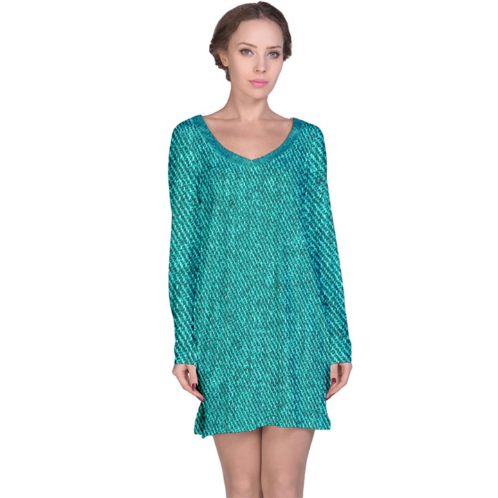 Green Denim Long Sleeve Nightdress