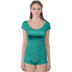 Green Denim Boyleg Leotard 