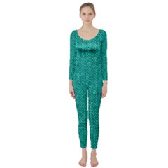 Green Denim Long Sleeve Catsuit