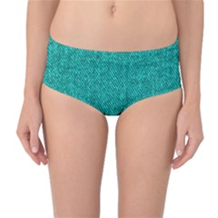 Green Denim Mid-Waist Bikini Bottoms