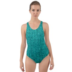 Green Denim Cut-Out Back One Piece Swimsuit