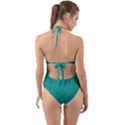 Green Denim Halter Cut-Out One Piece Swimsuit View2