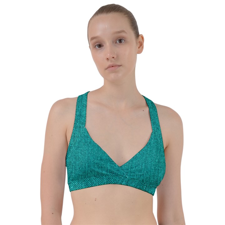 Green Denim Sweetheart Sports Bra