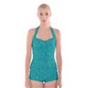 Green Denim Boyleg Halter Swimsuit  View1