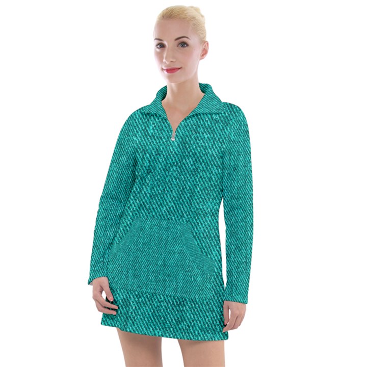 Green Denim Women s Long Sleeve Casual Dress