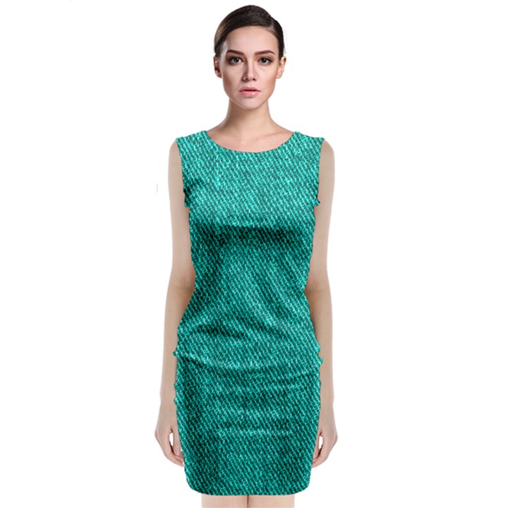 Green Denim Classic Sleeveless Midi Dress