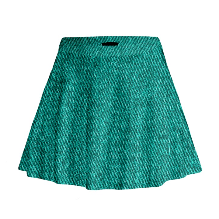 Green Denim Mini Flare Skirt